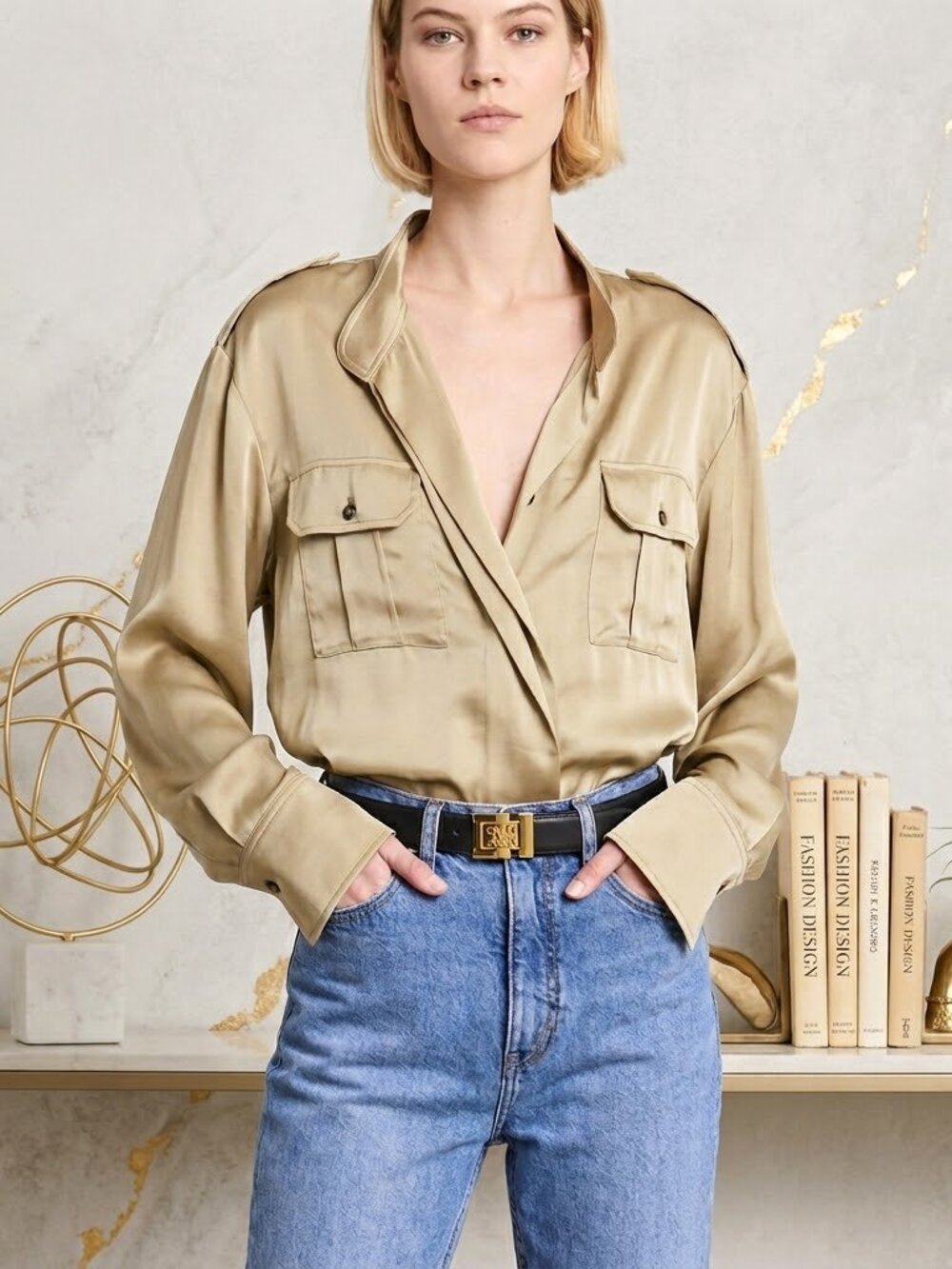 A.L.C. Oakley Satin Safari Blouse NWT 2
